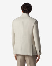 Jacket Latte Spina Di Pesce In Misto Lana