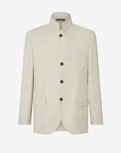 Jacket Latte Spina Di Pesce In Misto Lana