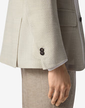 Jacket Latte Spina Di Pesce In Misto Lana