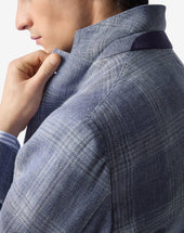 Jacket Indaco Con Pettorina In Lino E Lana
