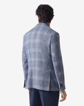 Jacket Indaco Con Pettorina In Lino E Lana