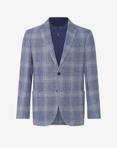 Jacket Indaco Con Pettorina In Lino E Lana