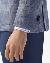Jacket Indaco Con Pettorina In Lino E Lana