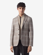 Jacket Chiaro Con Pettorina In Lino E Lana