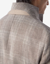 Jacket Chiaro Con Pettorina In Lino E Lana