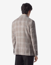 Jacket Chiaro Con Pettorina In Lino E Lana