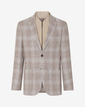 Jacket Chiaro Con Pettorina In Lino E Lana