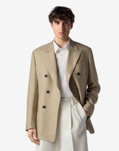 Jacket Doppiopetto Beige In Lino Natt