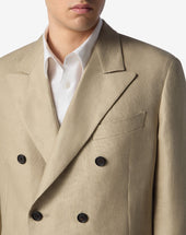 Jacket Doppiopetto Beige In Lino Natt