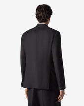Jacket Doppiopetto Nera In Lana E Lino