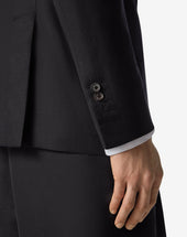 Jacket Doppiopetto Nera In Lana E Lino