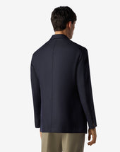Jacket Monopetto Navy In Lana E Lino