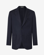 Jacket Monopetto Navy In Lana E Lino