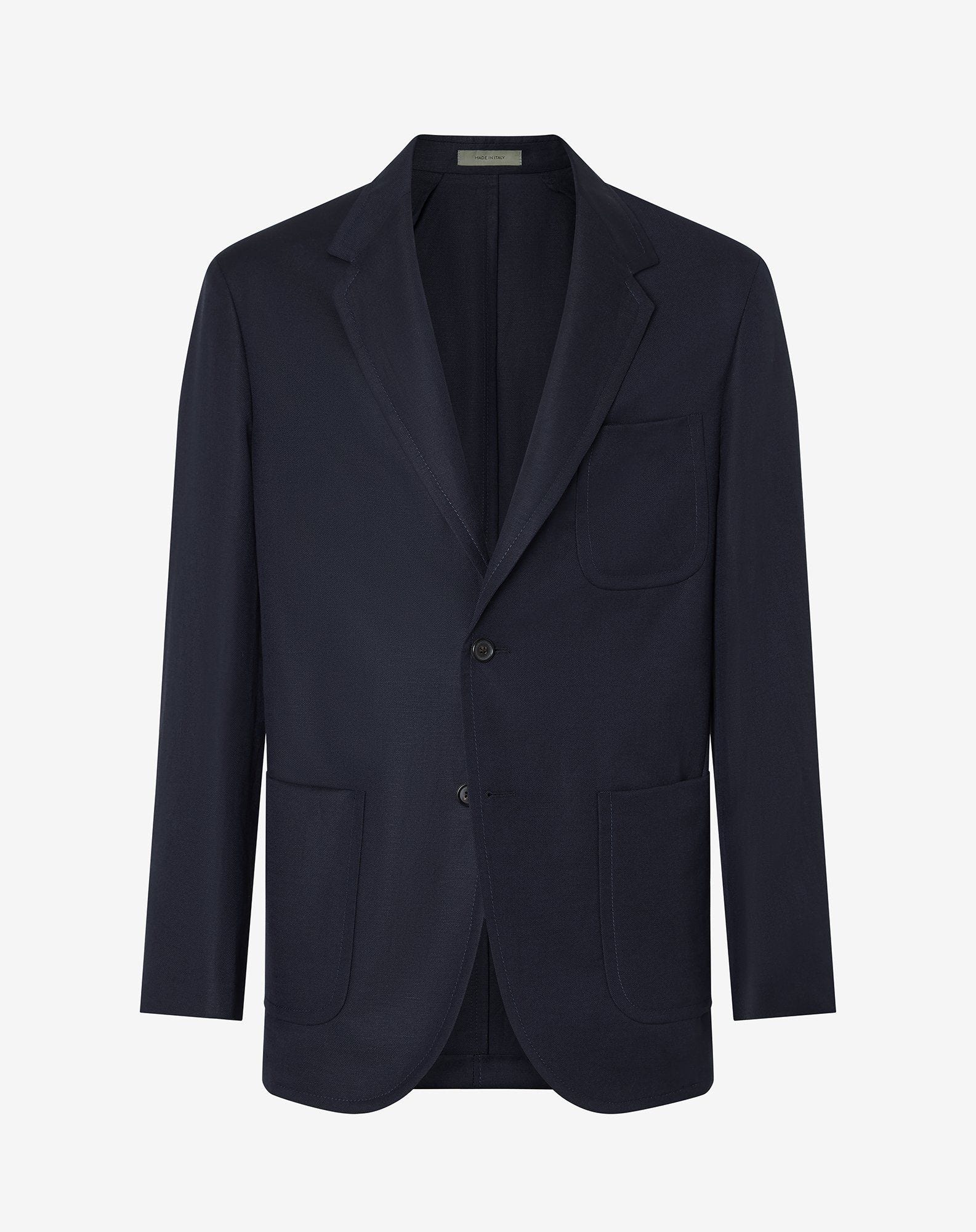 Jacket monopetto blu navy in lana e lino