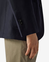 Jacket Monopetto Navy In Lana E Lino