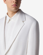 Jacket Monopetto Bianca In Twill Di Lino