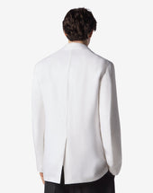 Jacket Monopetto Bianca In Twill Di Lino