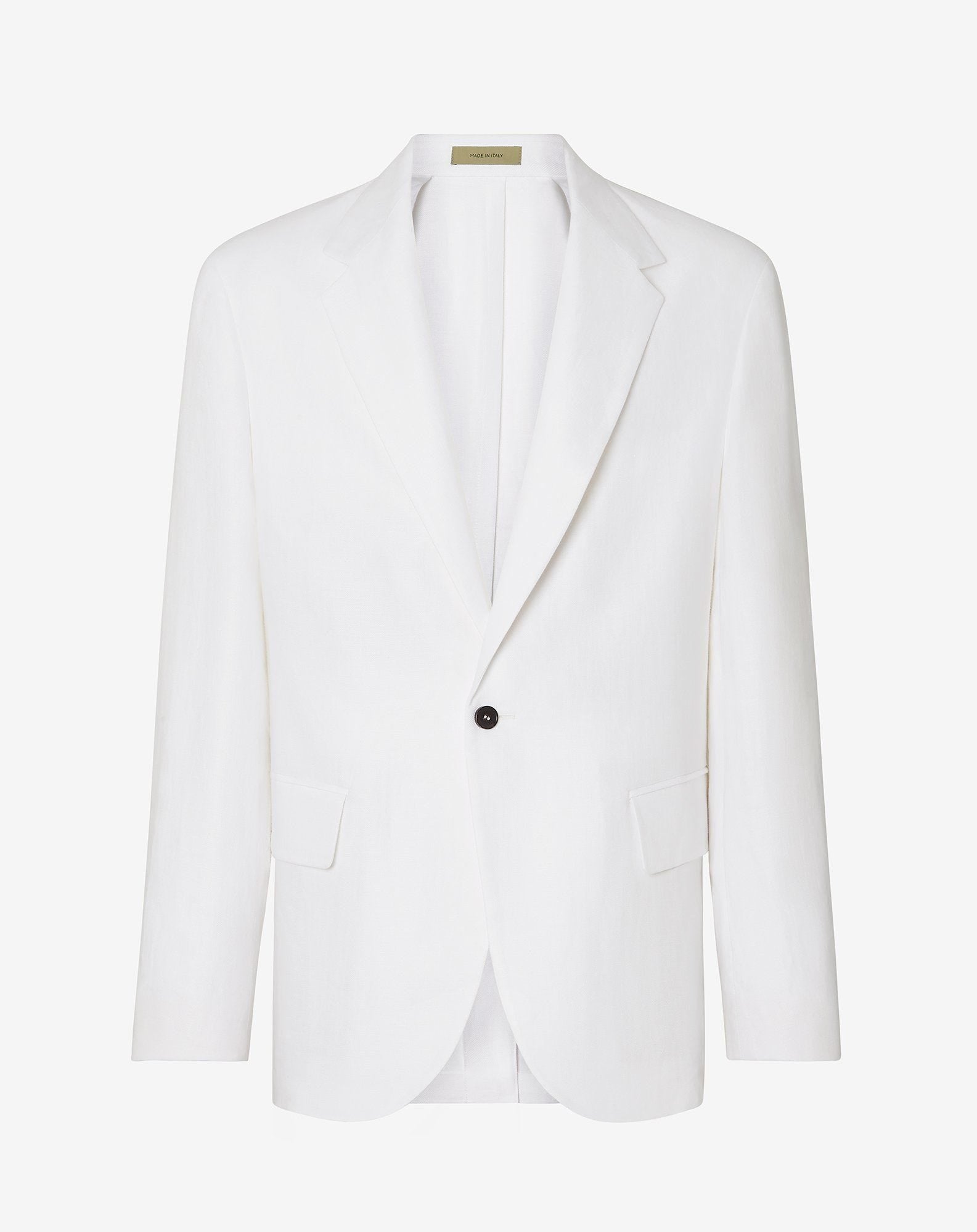 Jacket Monopetto Bianca In Twill Di Lino