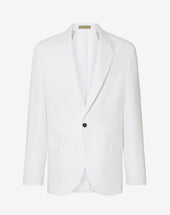 Jacket Monopetto Bianca In Twill Di Lino