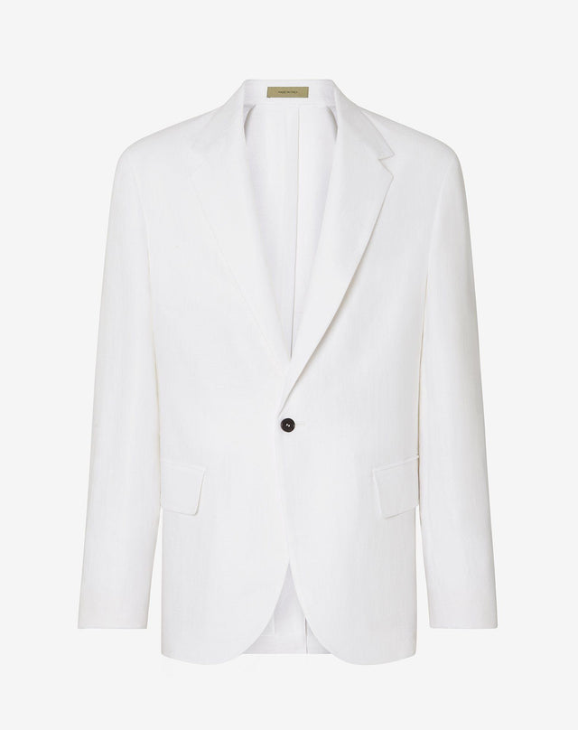 Jacket monopetto bianca in twill di lino