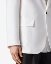 Jacket Monopetto Bianca In Twill Di Lino