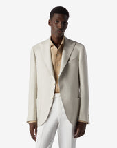 Jacket A Due Bottoni Bianca In Puro Lino