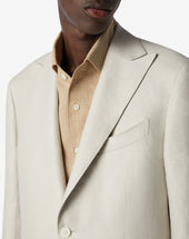 Jacket A Due Bottoni Bianca In Puro Lino