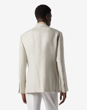 Jacket A Due Bottoni Bianca In Puro Lino