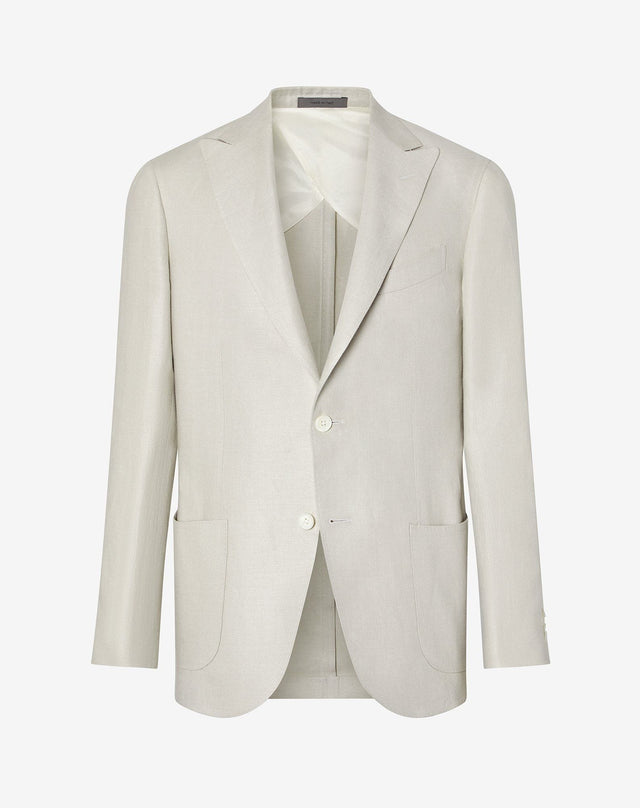 Jacket A Due Bottoni Bianca In Puro Lino