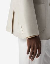 Jacket A Due Bottoni Bianca In Puro Lino