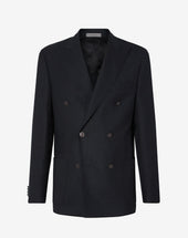 Jacket Doppiopetto Nera In Lana Hopsack 110 S