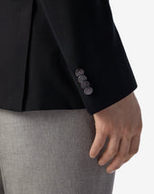 Jacket Doppiopetto Nera In Lana Hopsack 110 S
