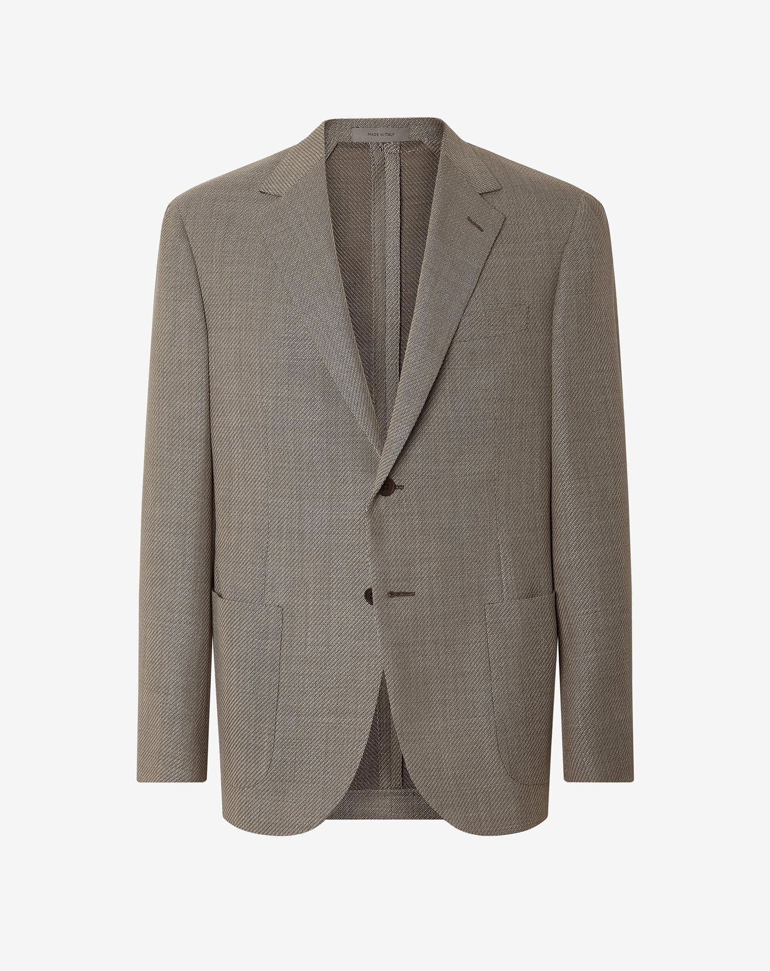 Jacket monopetto beige in lana extrafine
