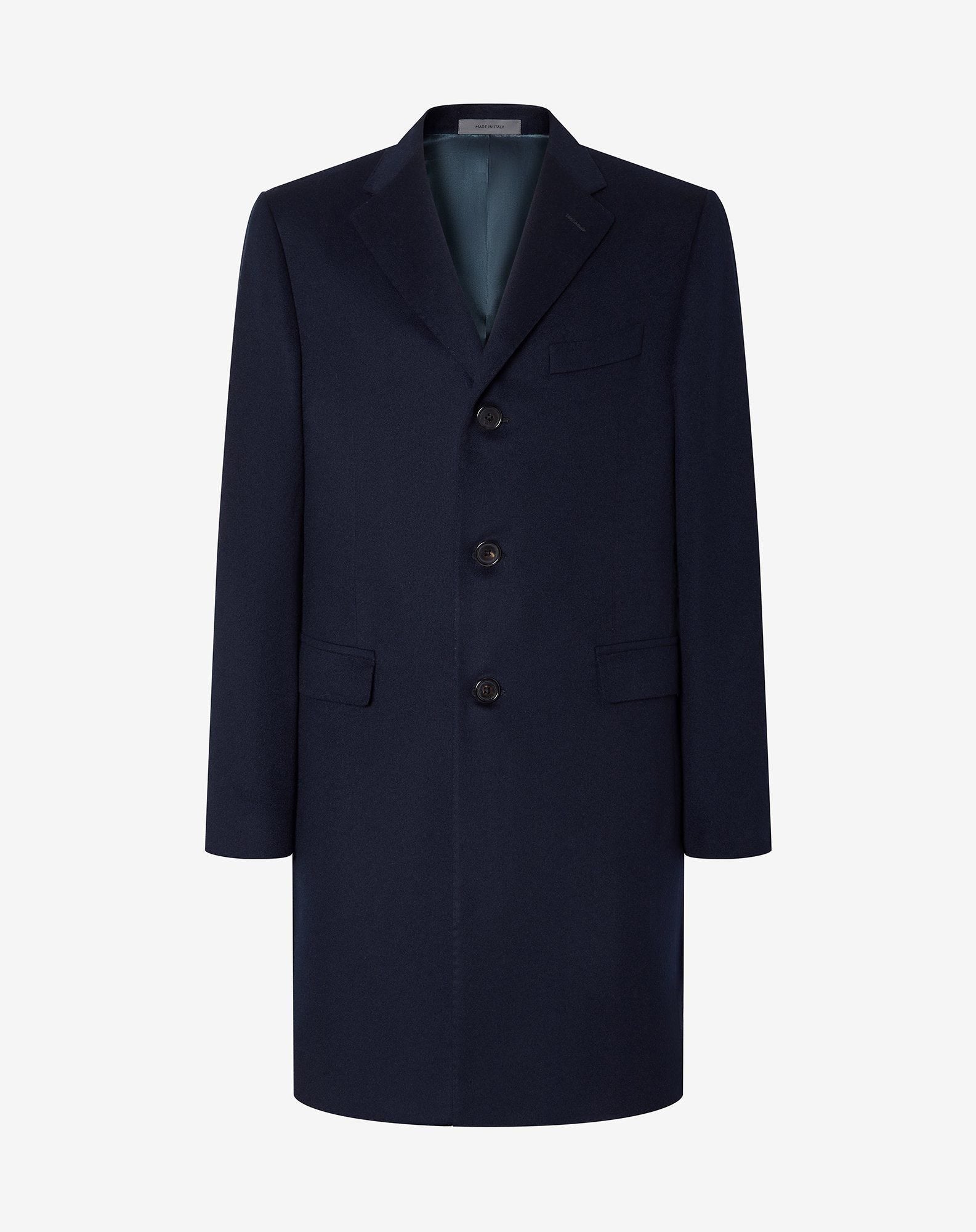 Coat blu cina in beaver di puro cashmere
