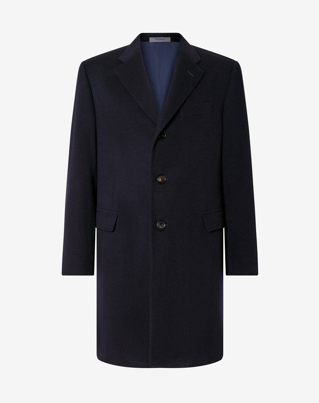Coat blu navy in beaver di lana superfine
