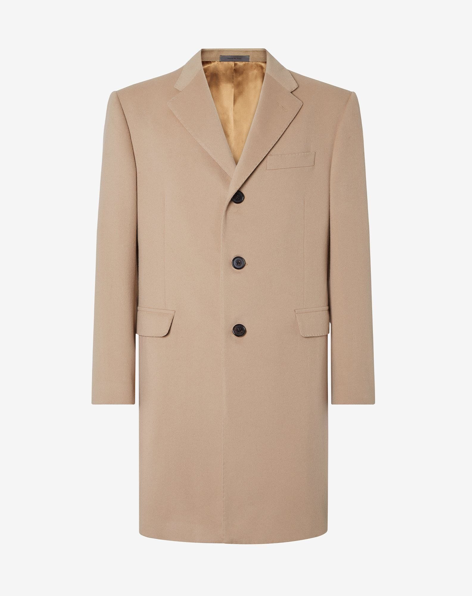 Coat color cammello in beaver di lana superfine