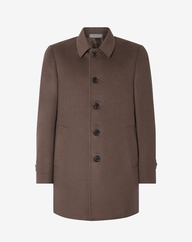 Coat marrone in beaver di pura lana