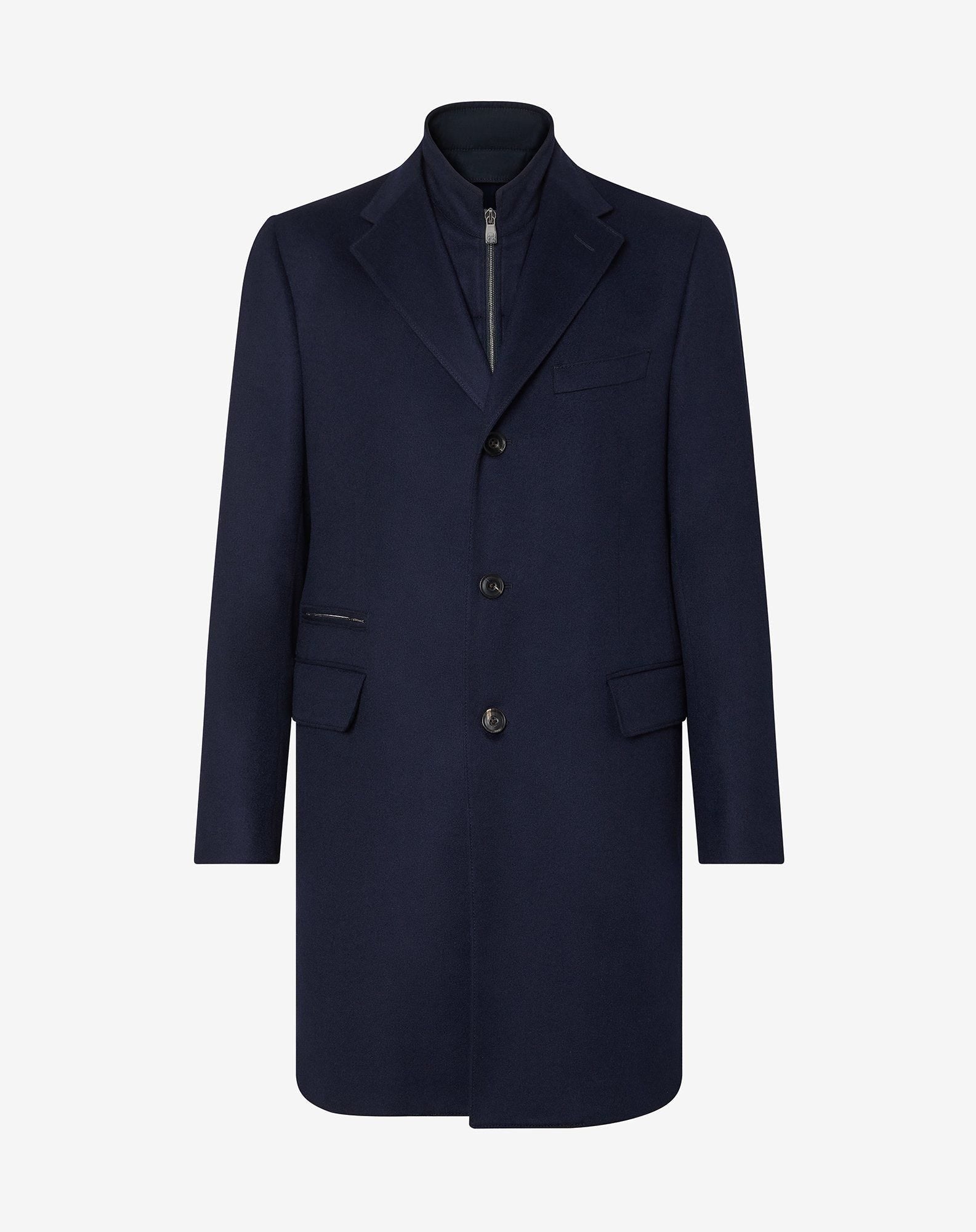 Coat blu navy in beaver di puro cashmere