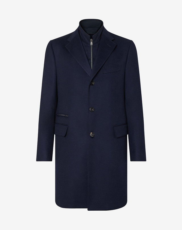 Coat blu navy in beaver di puro cashmere