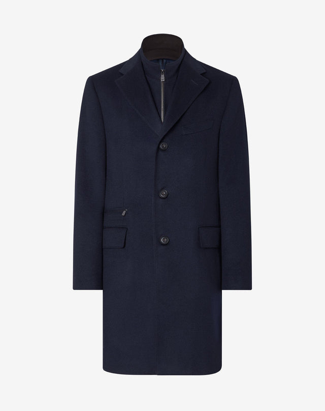 Coat blu navy in beaver di lana