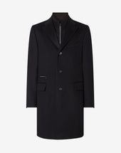 Coat nero in beaver di lana