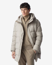 Parka Chiaro In Popeline Impermeabile