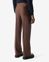 Pants Marroni In Flanella Di Lana