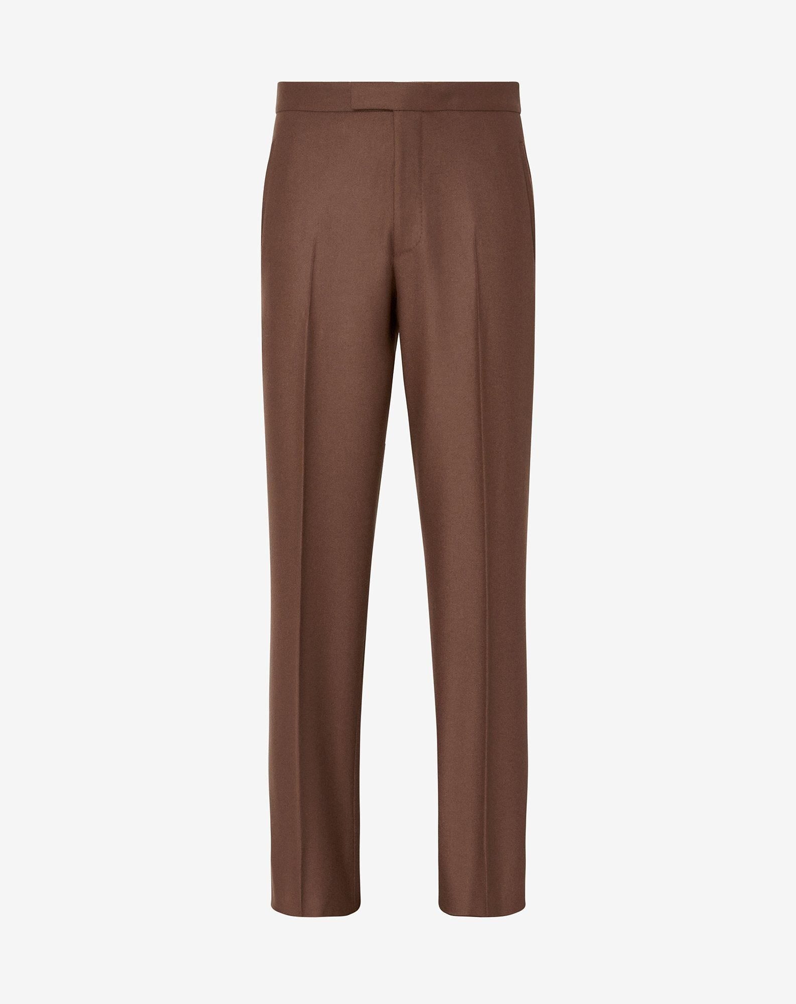 Pants Marroni In Flanella Di Lana
