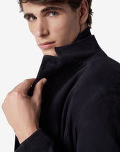 Jacket Navy In Suede Superlight