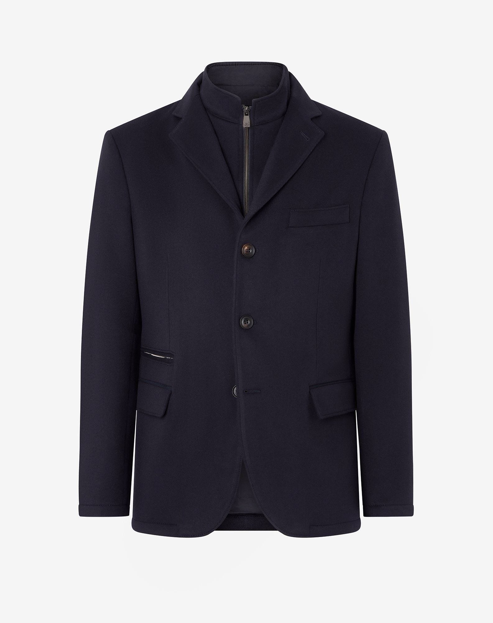 Jacket blu in beaver di lana