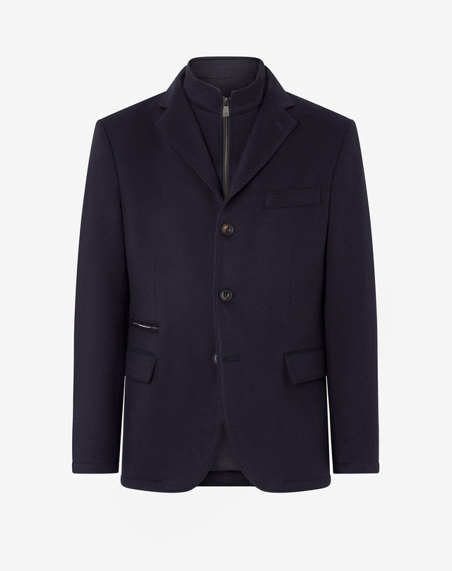 Jacket blu in beaver di lana