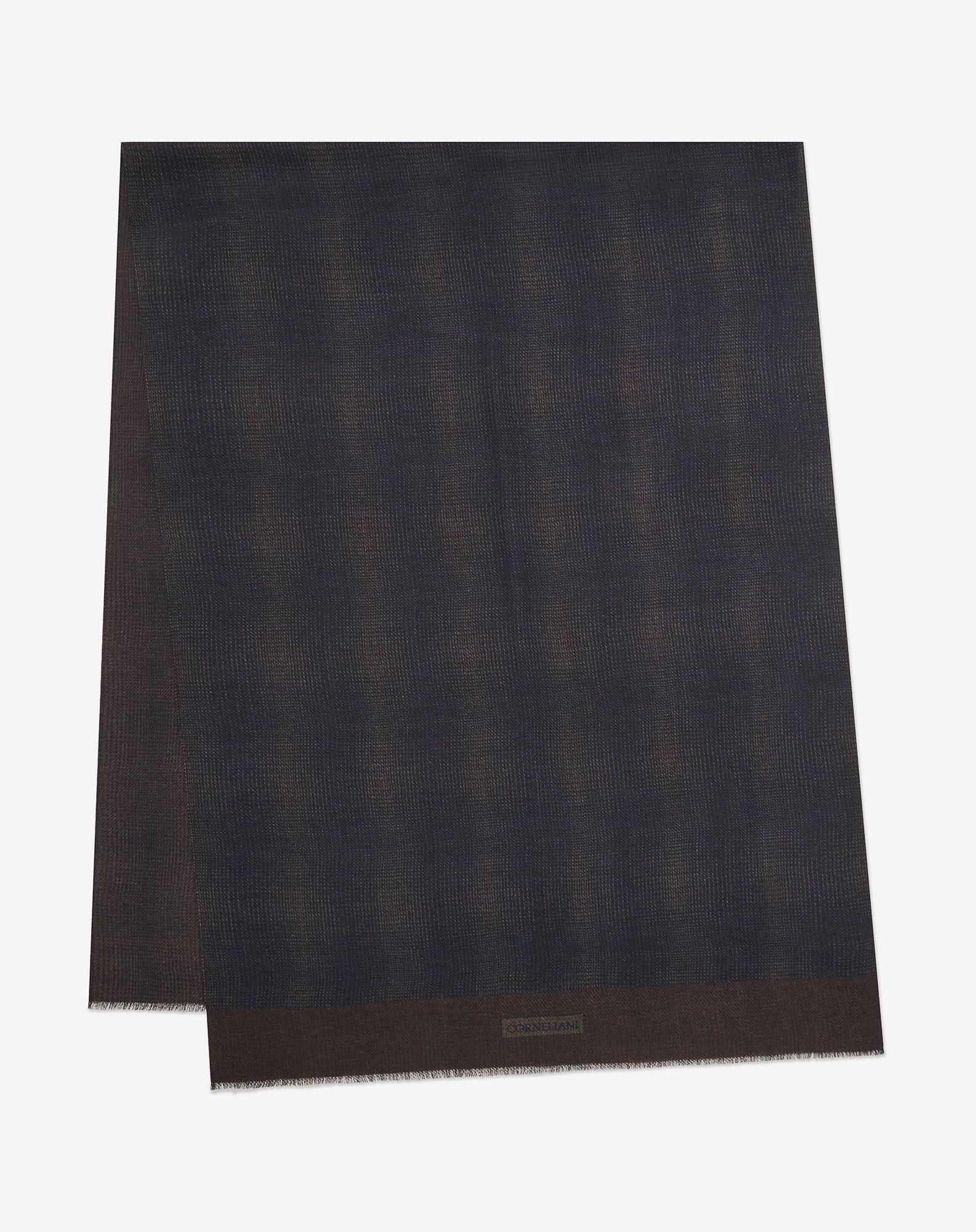 Scarf Blu Marrone In Lana Stampata