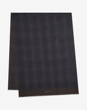 Scarf Blu Marrone In Lana Stampata