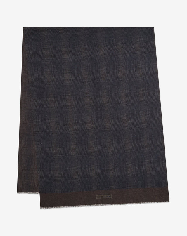 Scarf Blu Marrone In Lana Stampata